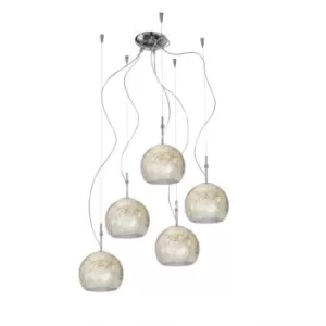 Image of Luna Glass Cluster Pendant Ceiling Light 5 Light Chrome