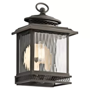 Image of Kichler Pettiford Small Flush Box Wall Lantern 1x E14 Light Olde Bronze