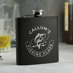 image of Personalised Fishing Hip Flask - Black