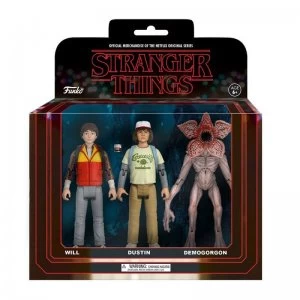 image of Funko Stranger Things 3 Pack Will, Dustin and Demogorgon Action Figures