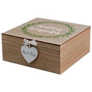 image of Love Story Wedding Laurel Leaf Design Keepsake Box