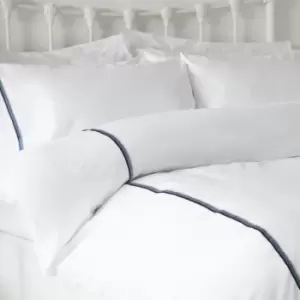 Image of Belledorm Brunswick Duvet Cover Set (Superking) (White/Blue)