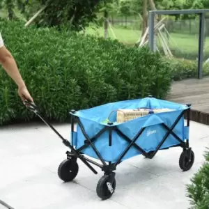 image of Alfresco Folding Outdoor Storage Trolley with Telescopic Handle and Brakes, Blue