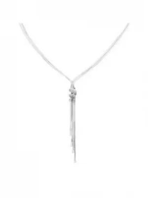 image of Simply Silver Sterling Silver 925 Cubic Zirconia Station Slinky Lariat Necklace