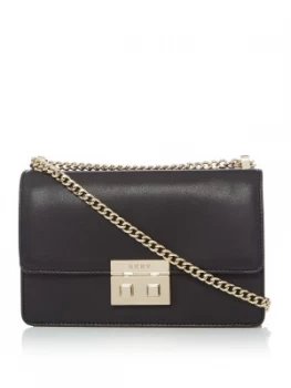 image of DKNY Ann medium flap chain cross body Black