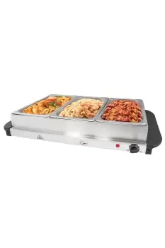 Image of Quest Large 3 Tray Buffet Server and Warming Plate - Silver
