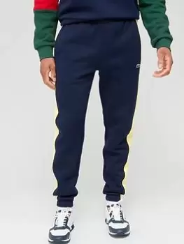 Mens Lacoste Contrast Bands Trackpants Size 6 - XL Navy Blue / Yellow