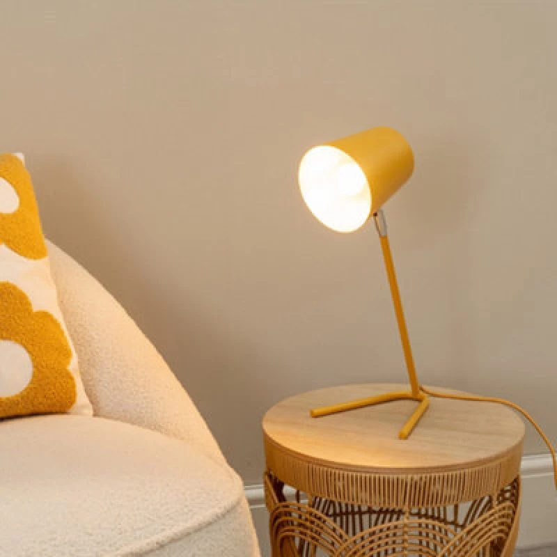 Image of ValueLights Lark Metal Task Reading Compact Desk Table Lamp with LED Bulb Yellow