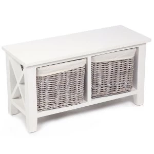 image of Robert Dyas Tocino Ready Assembled X Side 2-Basket Horizontal Wooden Storage Unit