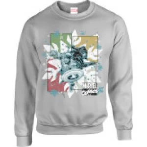 image of Marvel Comics Black Widow Captain America Grey Christmas Sweatshirt - L - Grey