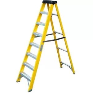 image of 1.4m FIBREGLASS Swingback Step Ladders 8 Tread Professional Lightweight Steps