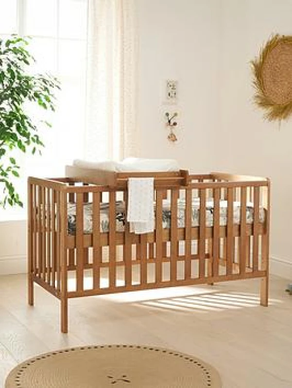 Image of Tutti Bambini Malmo Cot Bed Cot Top Changer And Mattress Bundle Oak 211032/35C