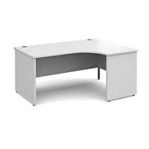 Image of Dams International Right Hand Ergonomic Desk with White MFC Top and Graphite Panel Ends and Silver Frame Corner Post Legs Contract 25 1600 x 1200 x 72