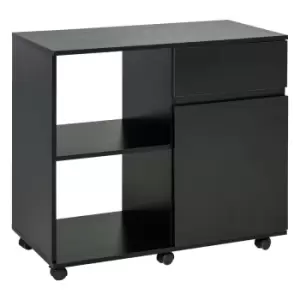 image of Homcom Printer Stand With Open Storage Shelves For Home Office With Drawer Black