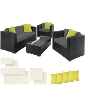 image of Tectake Munich Rattan Garden Sofa Set - Black