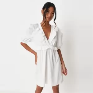 Missguided Frill Detail Skater Dress - White