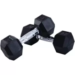 image of 2x8kg Hexagonal Rubber Dumbbell Sets Ergo Weight Fitness Gym Workout Pair - Homcom