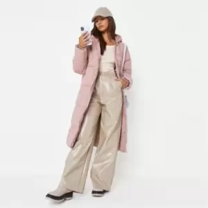 Image of Missguided Vertical Seamed Longline Puffer - Pink