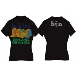 Image of The Beatles Rooftop Ladies Black T Shirt Small