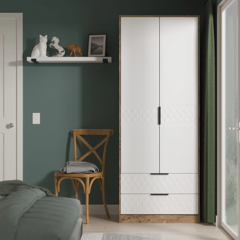 Image of Ready Assembled 2 U Islay 2 Door 2 Drawer Wardrobe (Ready Assembled) in White White Unisex