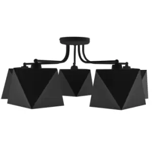 image of Adamant Multi Arm Semi Flush Ceiling Light Black 75cm