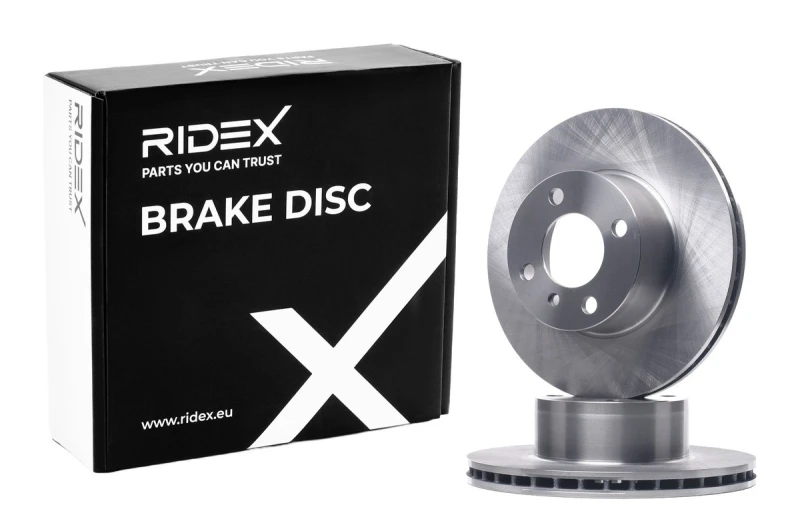 Image of RIDEX 82B0981 Brake disc Front Axle, Vented, Cast Iron, Uncoated, Untreated, without bolts/screws Cast Iron Brake Disc (82)