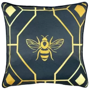Image of Furn. Bee Deco Cushion Navy Blue/Gold
