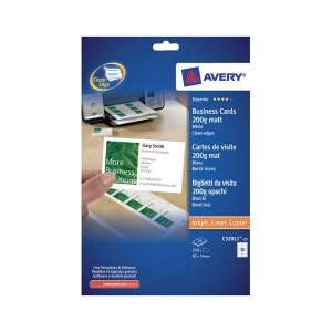 Image of Avery C32011 25 QuickClean Single Sided Matt Business Cards White Pack of 250 Labels