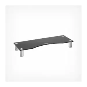 Image of VonHaus Large Glass Monitor Riser for Desks - Height Adjustable - Screen Riser for Computers, Laptops & TVs - 8mm Tempered Black Curved Glass With