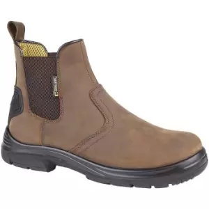 Image of Grafters Mens Super Wide EEEE Fitting Pull On Safety Dealer Boots (8 UK) (Dark Brown) - Dark Brown