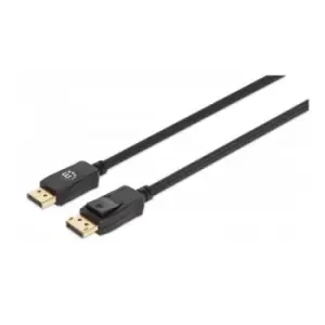 Image of Manhattan DisplayPort 1.4 Cable 8K@60hz 2m Braided Cable Male to Male Equivalent to Startech DP14MM2M With Latches Fully Shielded Black Lifetime Warra