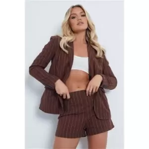 I Saw It First Chocolate Ultimate Oversized Pinstripe Blazer Co-Ord - Brown