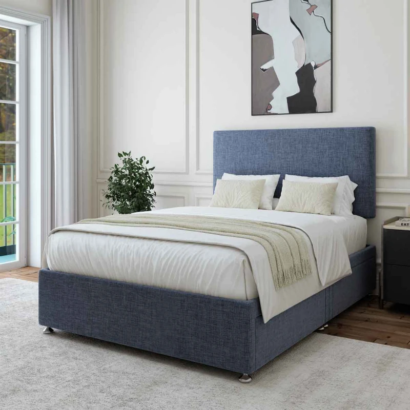 Image of Bedmaster Bedmaster Rhodes Velvet Ottoman Bed And Memory Maestro Memory Foam Mattress in Light Stone Size: Double Light Stone Double Unisex 95013778