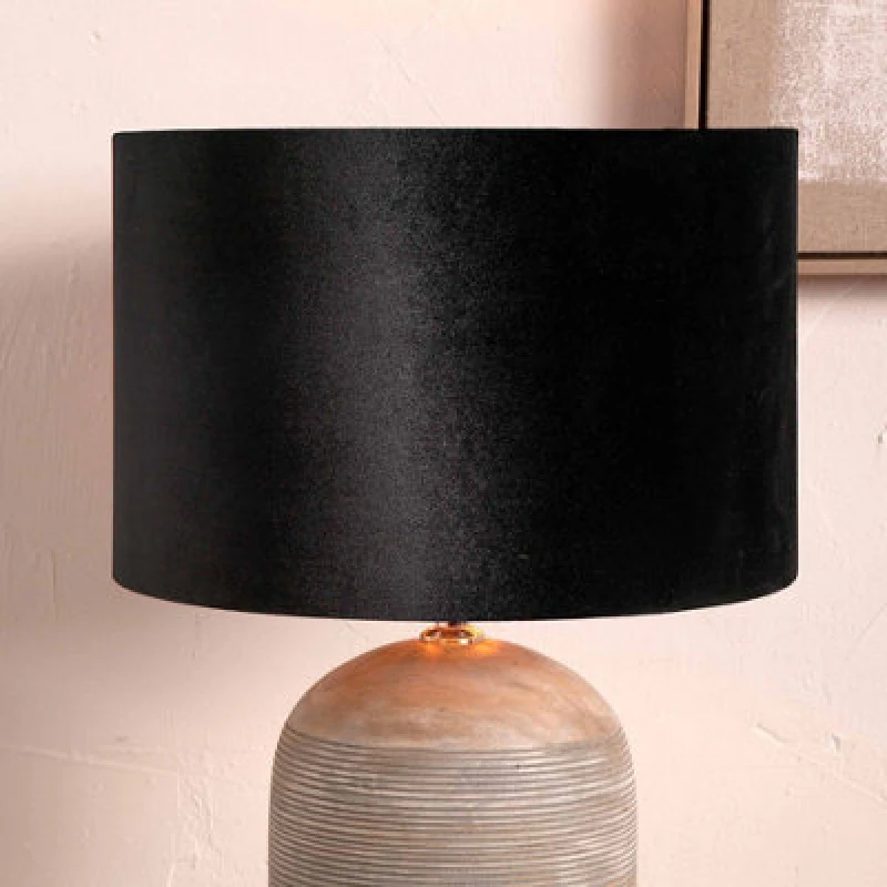 Image of Pacific Lifestyle 25Cm Black Velvet Cylinder Lampshade For Table Lamps
