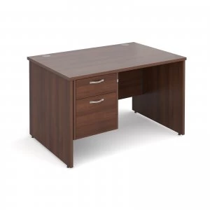 Image of Maestro 25 PL Straight Desk With 2 Drawer Pedestal 1200mm - Walnut pan