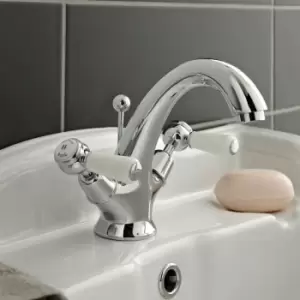 Image of Topaz Lever Mono Basin Mixer Tap Dual Handle with Pop Up Waste - Chrome - Hudson Reed