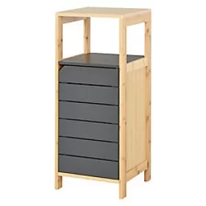 Image of HOMCOM Bathroom Cabinet 834-271 Bamboo, MDF Brown 320 mm x 300 mm x 800 mm