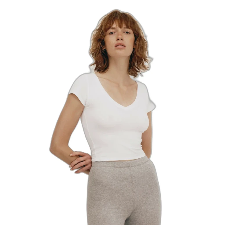 Image of Organic Basics Womens v-neck T-Shirt Organic Basics Core Baby Blanc Female L