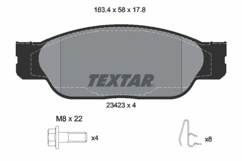 Image of Brake pad set TEXTAR 2342301