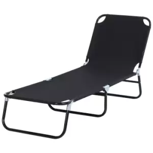 Image of Outsunny Portable Folding Sun Lounger w/ 4-position Adjustable Backrest - Black