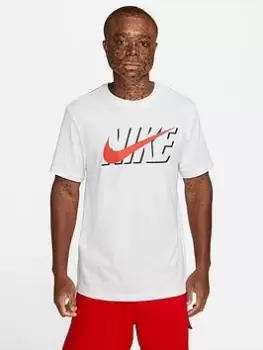 Image of Nike NSW Swoosh Block Logo T-Shirt - White/Black, Size XL, Men