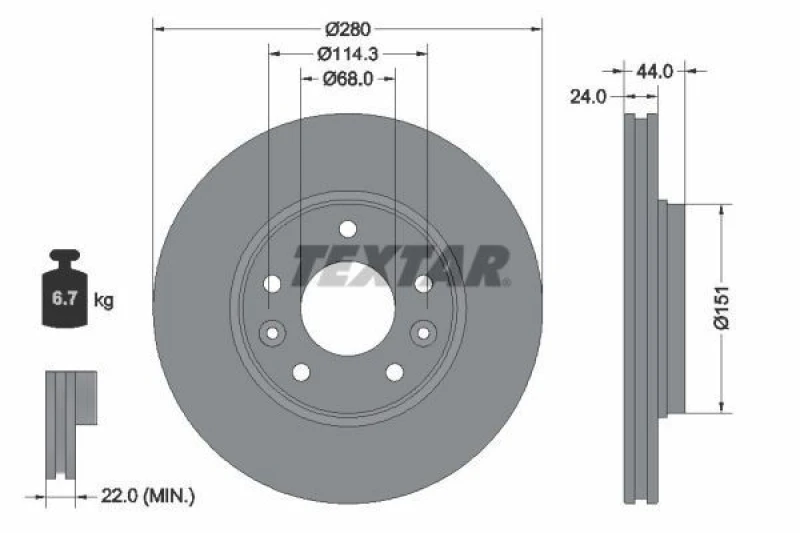 Image of Brake disc TEXTAR 92346803