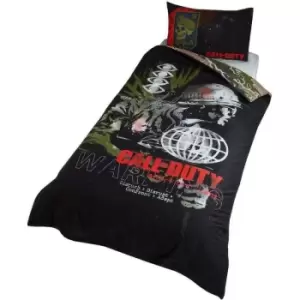 Image of Call Of Duty Warning Duvet Set (Single) (Black/Green) - Black/Green