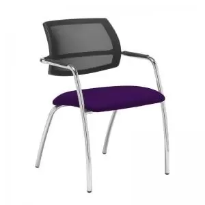 Image of Tuba chrome 4 leg frame conference chair with half mesh back - Tarot