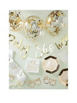 image of Ginger Ray Gold Baby Shower Party in a Box, One Colour, Women