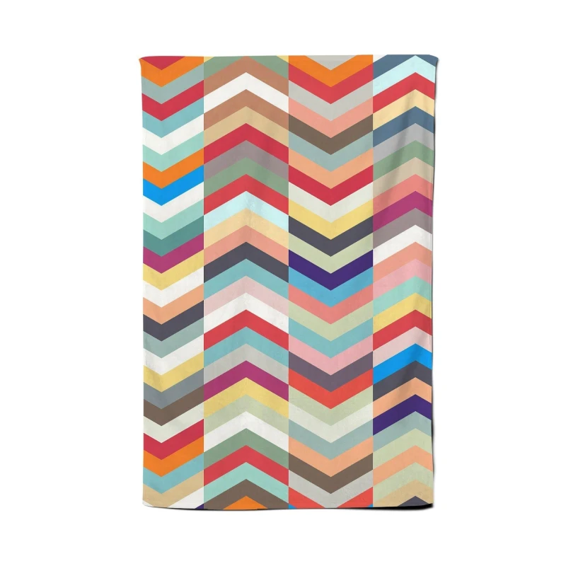 Image of Warren Reed - Designer Geometric Multi Colored Chevron Pattern Tea Towel in Red Red Unisex