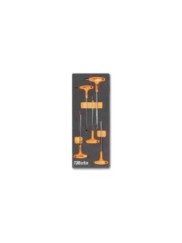 Image of Beta Tools M55 5pc Torx Key Set w/ Handles T10-T30 in Soft Tray for Roller Cabs