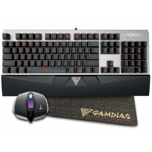 image of Gamdias HERMES E1 Gaming Desktop Kit Mechanical Keyboard Responsive Lighting NYX E1 Mouse Mat