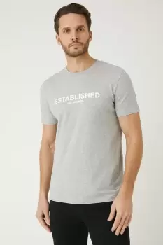Image of Mens Grey Short Sleeve Established Print T-Shirt