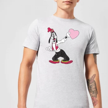 image of Disney Goofy Love Heart Mens T-Shirt - Grey - XS - Grey